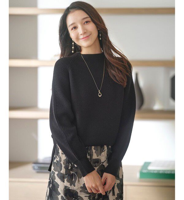 ANY SIS「【洗える・セットアップ可】アンチピリング変形畔 ボトルネック ニット」|ニット・セーター|ブラック