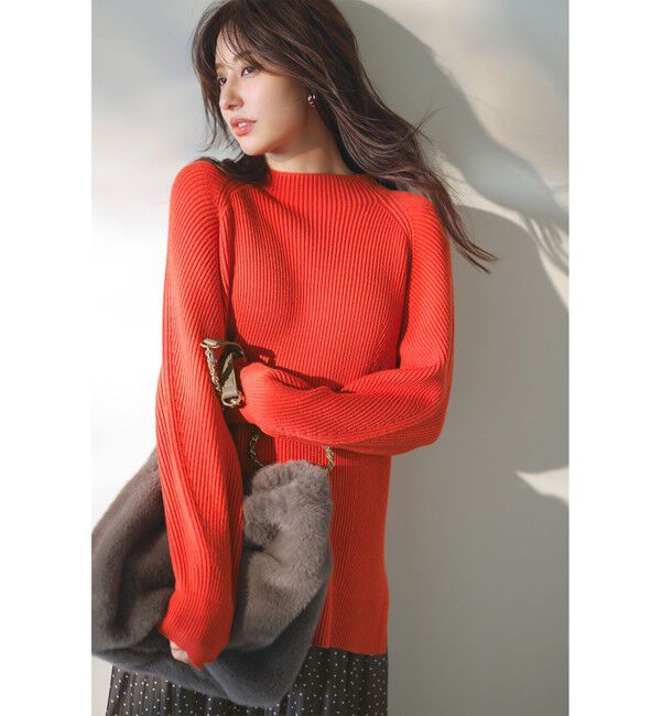 ANY SIS「【洗える・セットアップ可】アンチピリング変形畔 ボトルネック ニット」|ニット・セーター|オレンジ