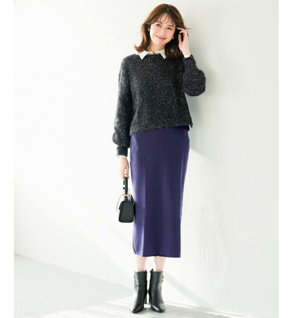 ANY SIS「【洗える】フィルムラメシャギー ニット」|ニット・セーター|