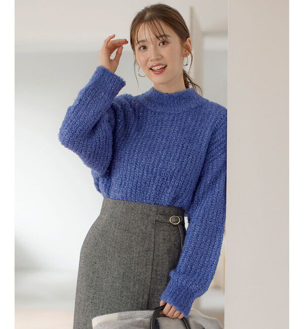 any SiS「【洗える】ブークレースパンコール ニット」|ニット・セーター|ブルー