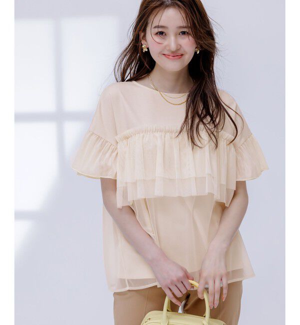 any SiS「【洗える】チュール重ね プルオーバー」|Tシャツ・カットソー|アイボリー