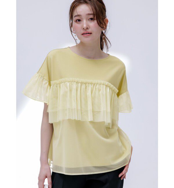 any SiS「【洗える】チュール重ね プルオーバー」|Tシャツ・カットソー|イエロー