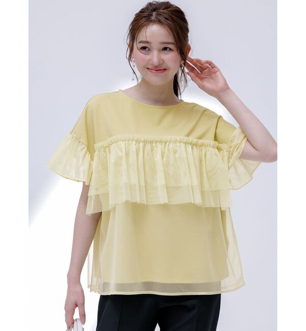 any SiS「【洗える】チュール重ね プルオーバー」|Tシャツ・カットソー|