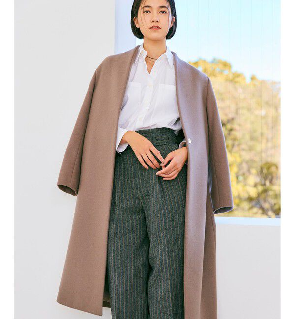 BEIGE,「【S-size】PASSY / ノーカラーロングコート」|ノーカラーコート|
