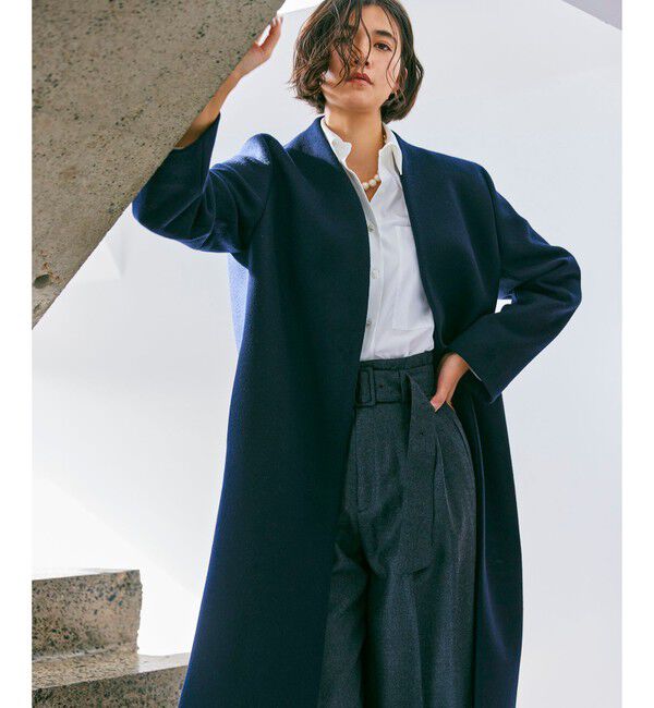 BEIGE,「【S-size】PASSY / ノーカラーロングコート」|ノーカラーコート|