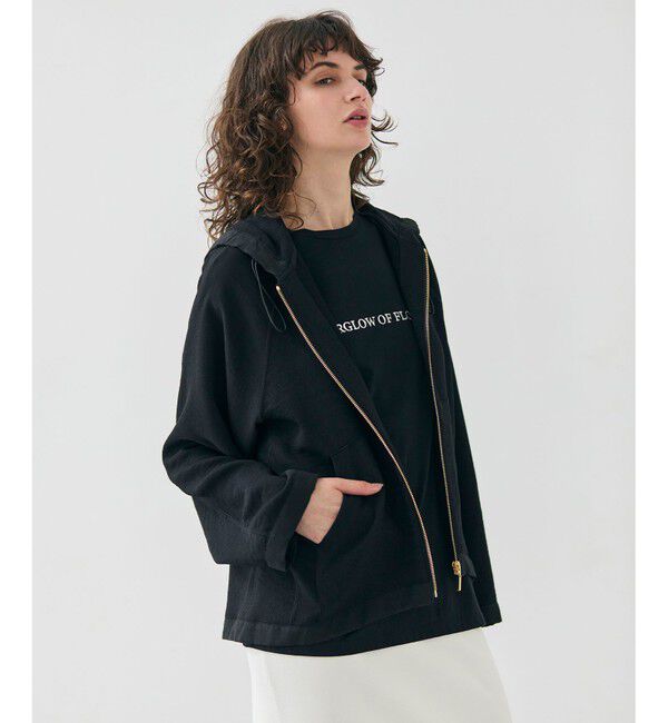 BEIGE,「BROOM / スウェット風オーバーサイズドロストパーカー」|Tシャツ・カットソー|Black