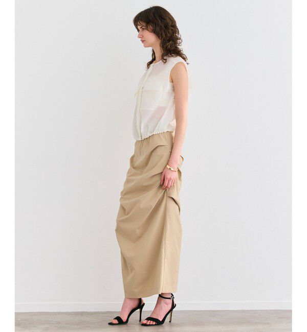 BEIGE,「【接触冷感/UVカット/洗える】YANN / サイドタックIラインロングスカート」|スカート|