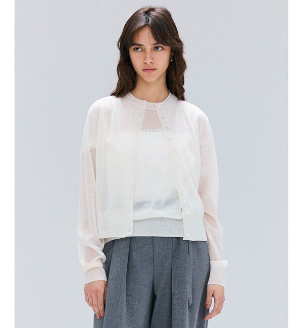 BEIGE,「【洗える・Oggi 10月号掲載】CADDO / シアーウールカーディガン」|ニット・セーター|Ecru