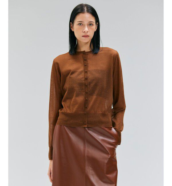 BEIGE,「【洗える・Oggi 10月号掲載】CADDO / シアーウールカーディガン」|ニット・セーター|Brown