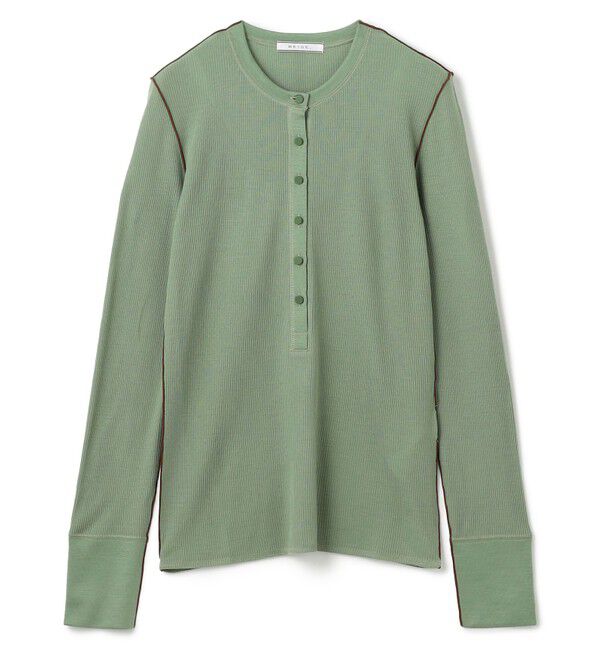 BEIGE,「【洗える・GISELe 10月号掲載】FORD / ウール配色メローヘンリーネックカットソー」|Tシャツ・カットソー|