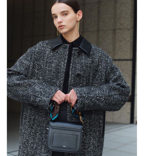 BEIGE,「ROBY / フェイクレザーツイードコート」|ステンカラーコート|