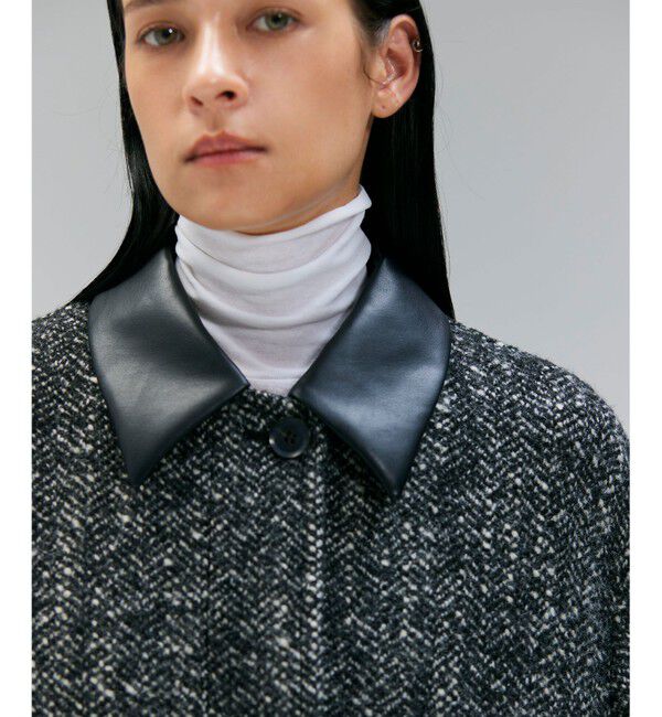 BEIGE,「ROBY / フェイクレザーツイードコート」|ステンカラーコート|