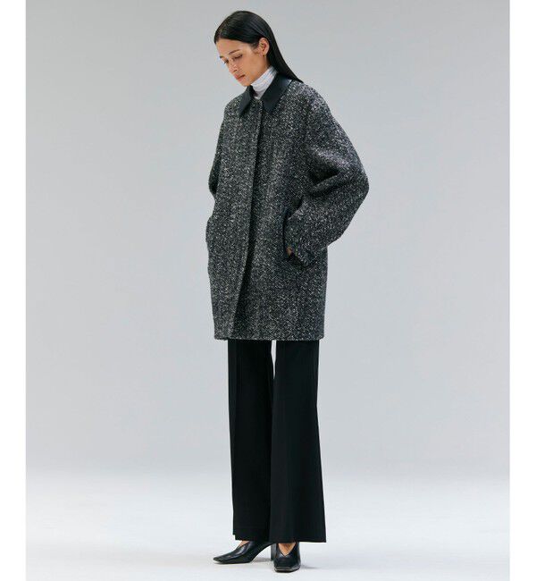 BEIGE,「ROBY / フェイクレザーツイードコート」|ステンカラーコート|