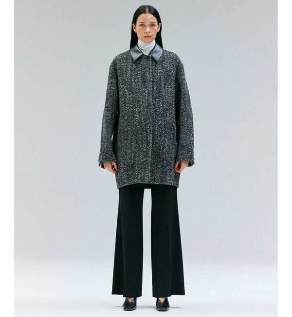 BEIGE,「ROBY / フェイクレザーツイードコート」|ステンカラーコート|