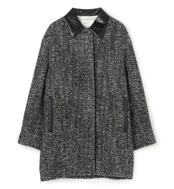 BEIGE,「ROBY / フェイクレザーツイードコート」|ステンカラーコート|