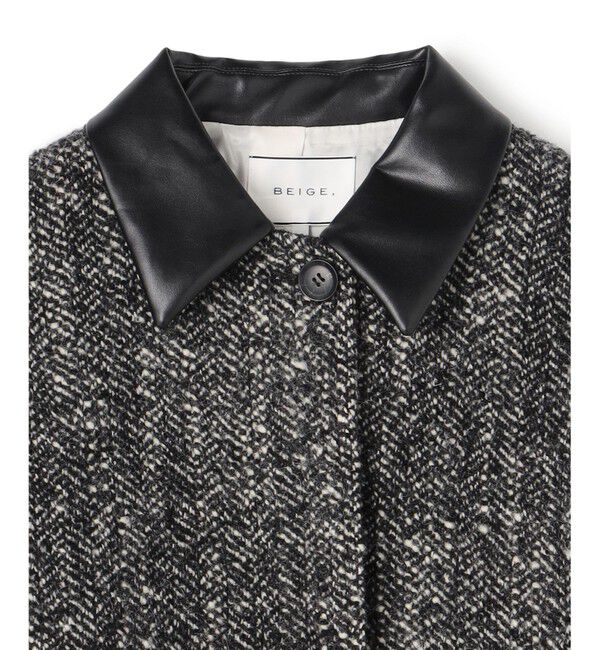 BEIGE,「ROBY / フェイクレザーツイードコート」|ステンカラーコート|