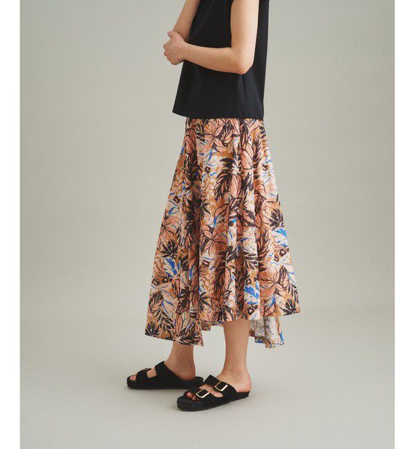 GRACE CONTINENTAL「リゾートプリントカットスカート」|スカート|ベージュ