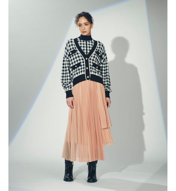 Diagram「チェックVネックニットカーディガン」|カーディガン|ブラック