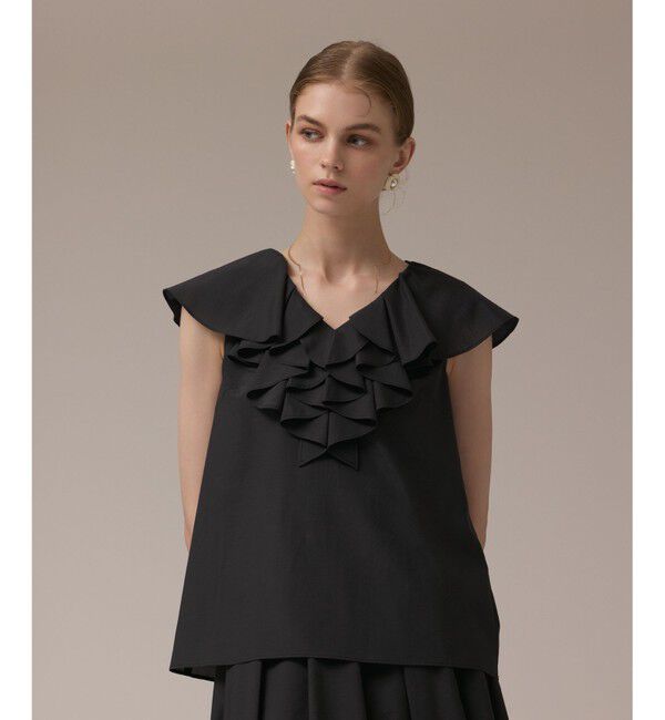 GRACE CONTINENTAL「フリルカラートップ」|その他|ブラック