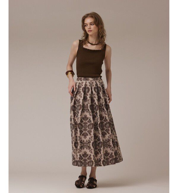 GRACE CONTINENTAL「ダマスクジャガードタックスカート」|スカート|