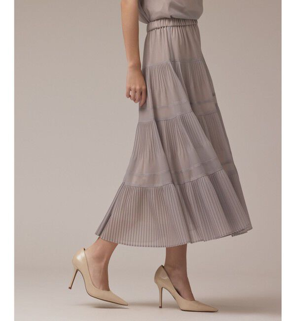 GRACE CONTINENTAL「プリーツティアードスカート」|スカート|ベージュ