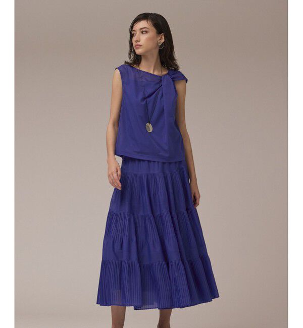 GRACE CONTINENTAL「プリーツティアードスカート」|スカート|ブルー