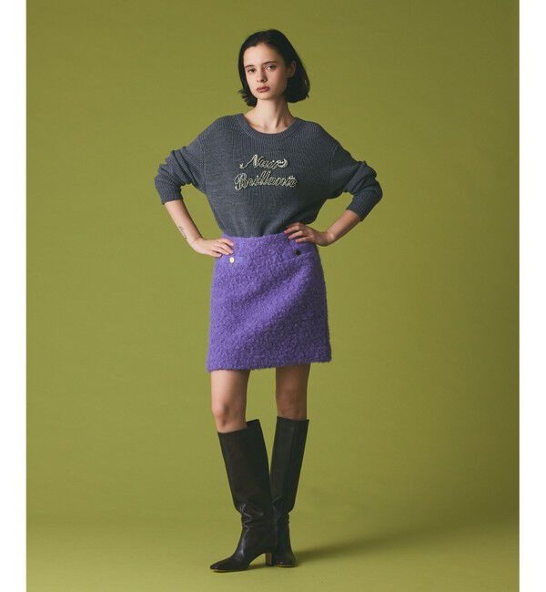 Grace Class「ビジューロゴニットトップ」|ニット・セーター|グレー