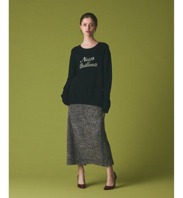 Grace Class「ビジューロゴニットトップ」|ニット・セーター|ブラック