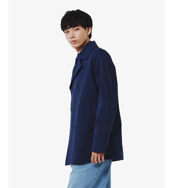 LACOSTE「3レイヤー鹿の子Pコート」|ピーコート|ネイビー