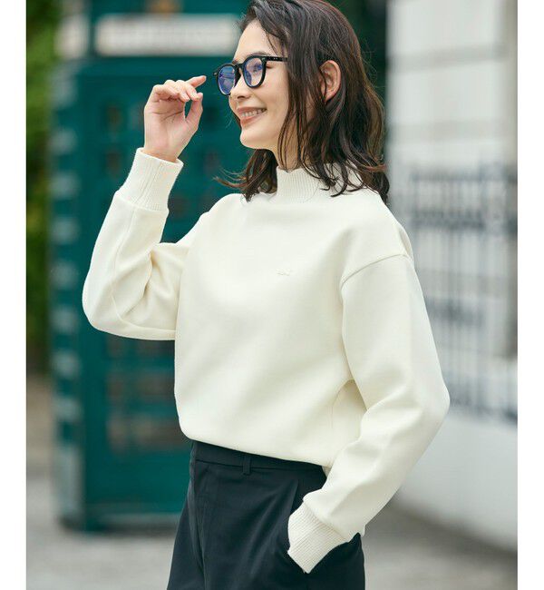 LACOSTE「ダンボールニット ハイネックプルオーバースウェット」|スウェット・ジャージ|オフホワイト