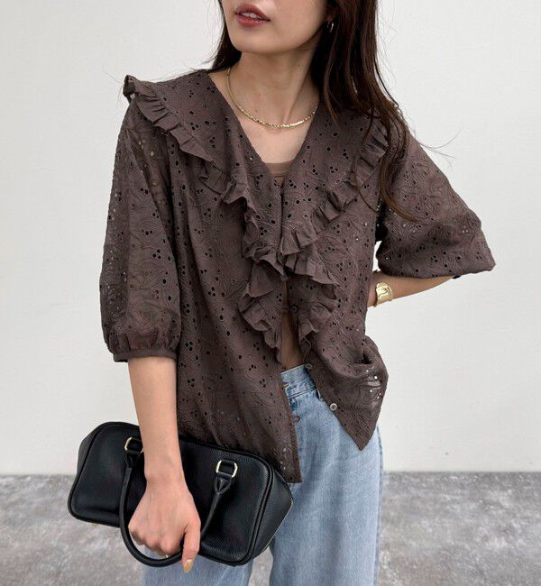 fredy emue「レースフリルカラーブラウス」|シャツ・ブラウス|