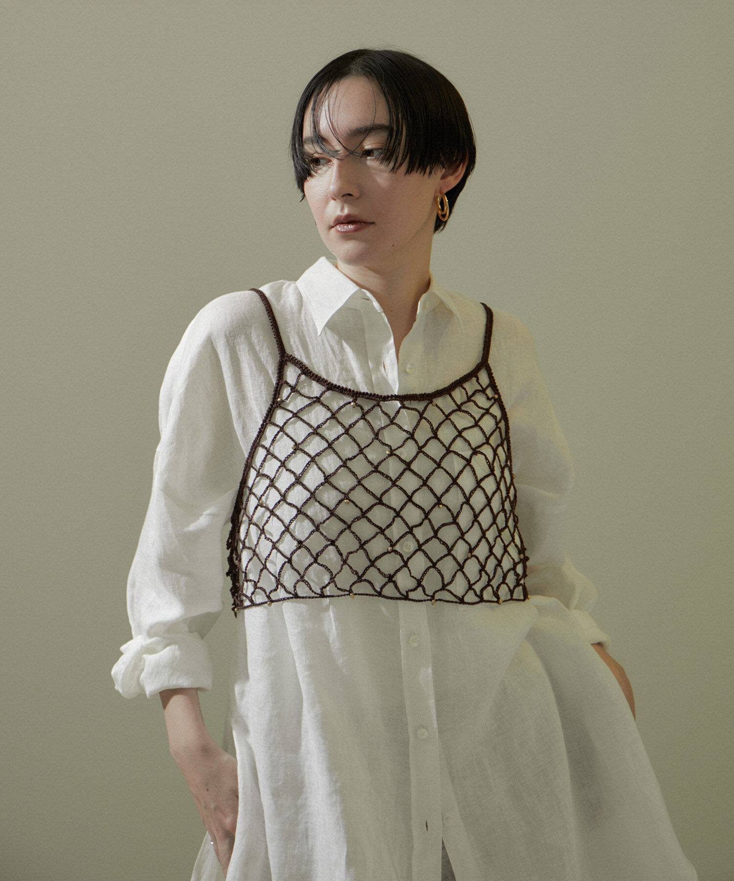 SALON adam et rope'「ビーズかぎ針キャミソール」|キャミソール|ブラウン(22)