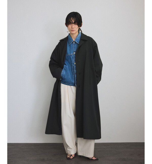 SALON adam et rope'「VISTO WOOL GABA スタンドカラーコート」|ステンカラーコート|チャコール