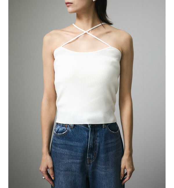 SALON adam et rope'「【セットアップ対応】キュプラコットンリブクロスキャミソール」|キャミソール|