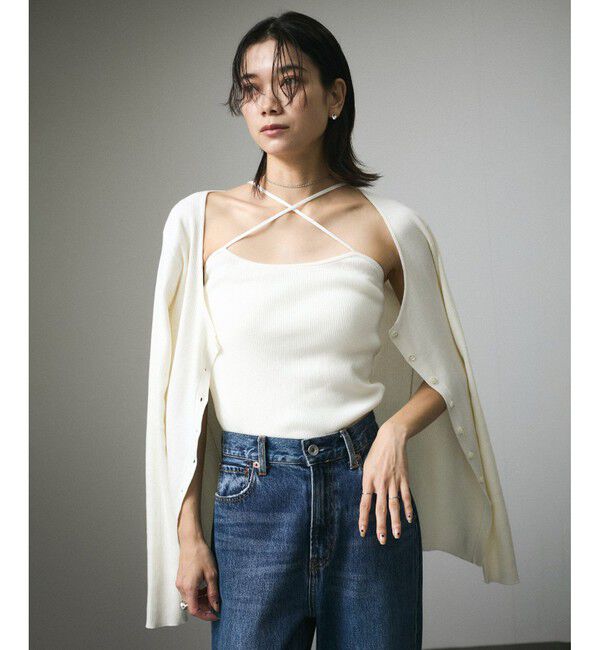SALON adam et rope'「【セットアップ対応】キュプラコットンリブクロスキャミソール」|キャミソール|