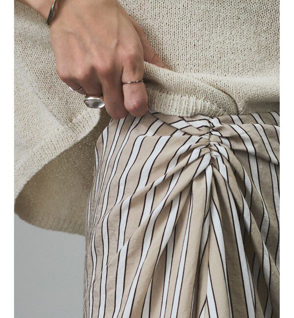 SALON adam et rope'「ストライプアシンメトリーロングスカート」|スカート|