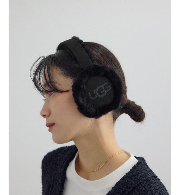 SALON adam et rope'「【UGG(アグ)】W SHEEPSKIN EMBROIDERY EARMUFF イヤーマフ」|イヤーマフ|ブラック(01)