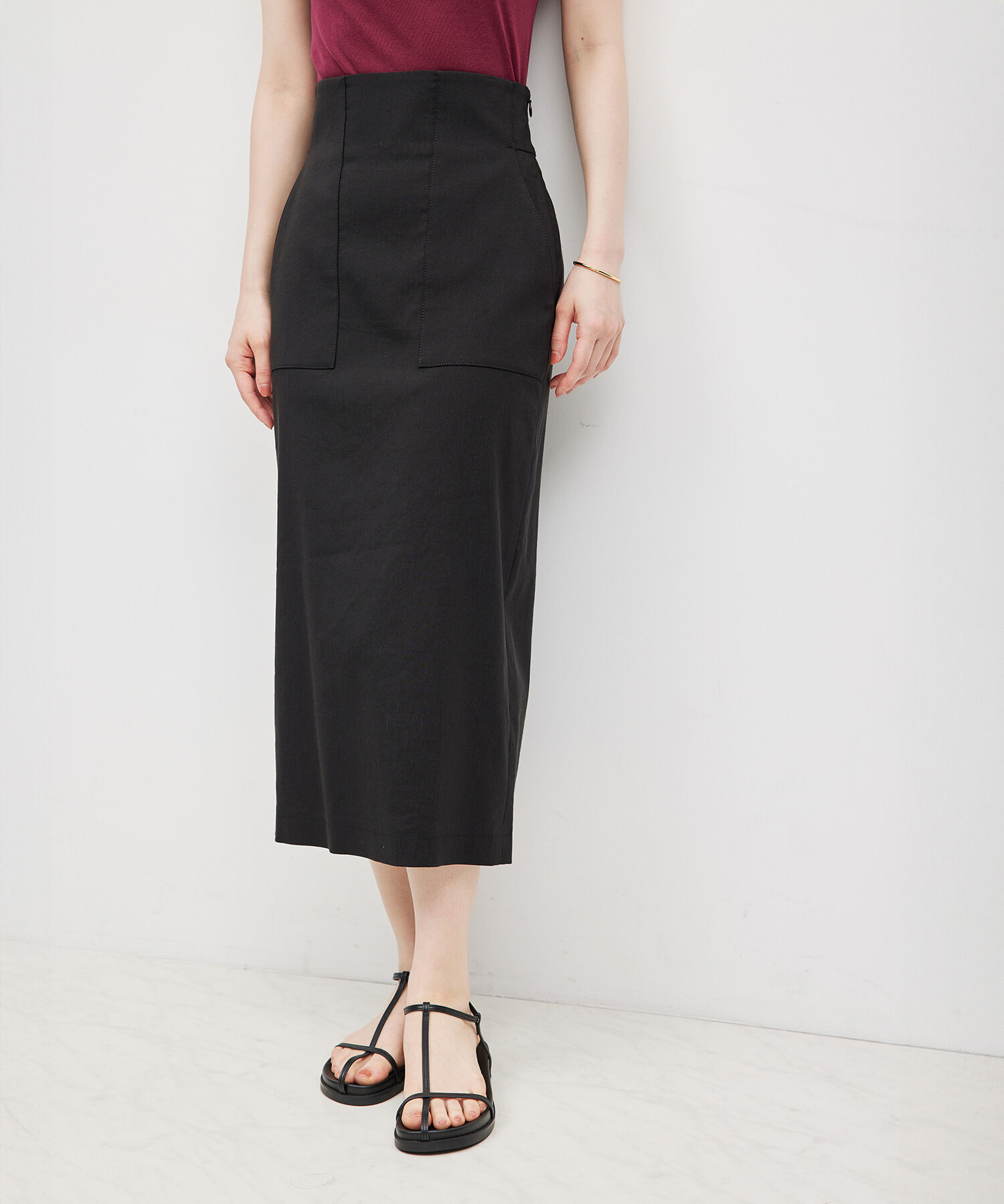 ROPE「リネンストレッチポケット付きタイトスカート/24SS【一部WEB限定】【雑誌掲載】【メディア掲載】」|スカート|