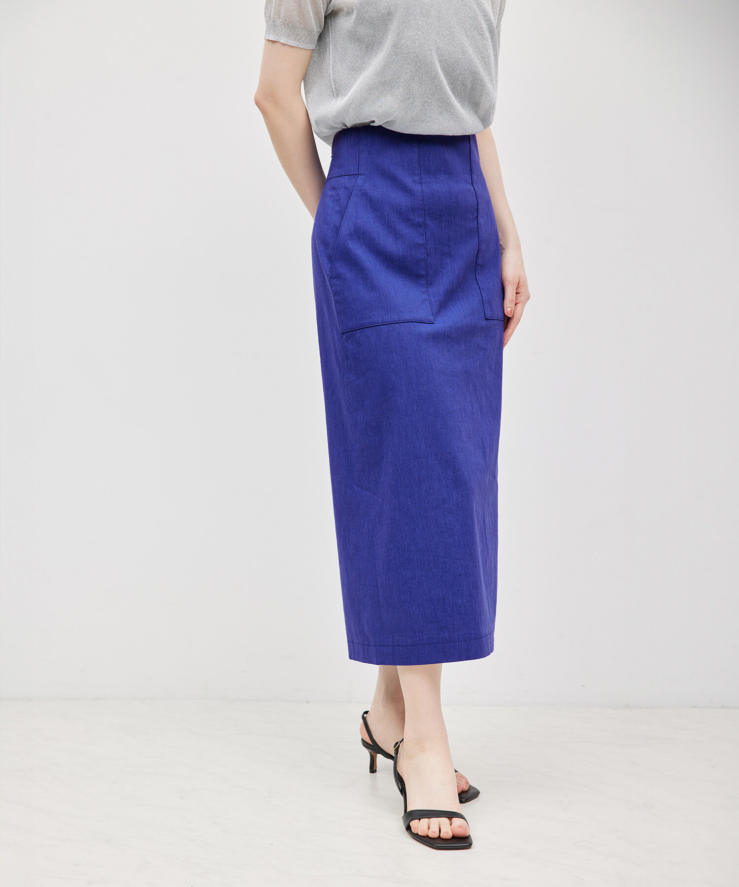 ROPE「リネンストレッチポケット付きタイトスカート/24SS【一部WEB限定】【雑誌掲載】【メディア掲載】」|スカート|