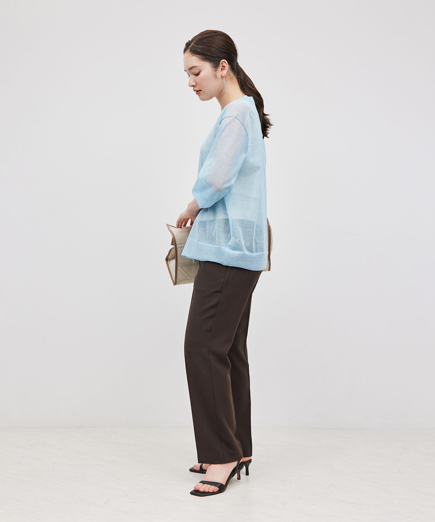 ROPE「【洗える】シアーVネックカーディガン」|カーディガン|