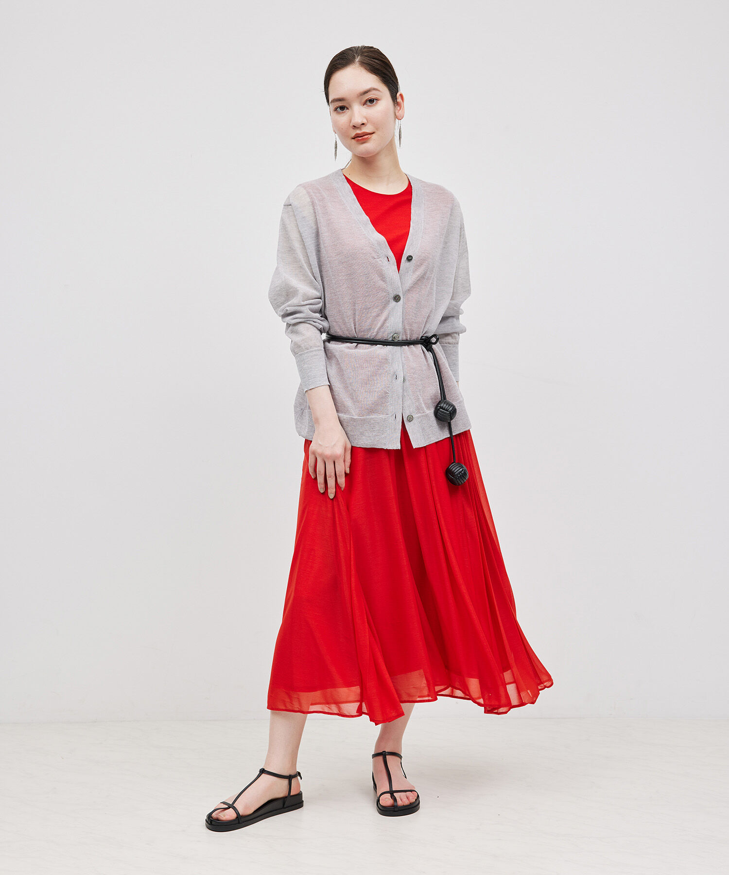 ROPE「【洗える】シアーVネックカーディガン」|カーディガン|