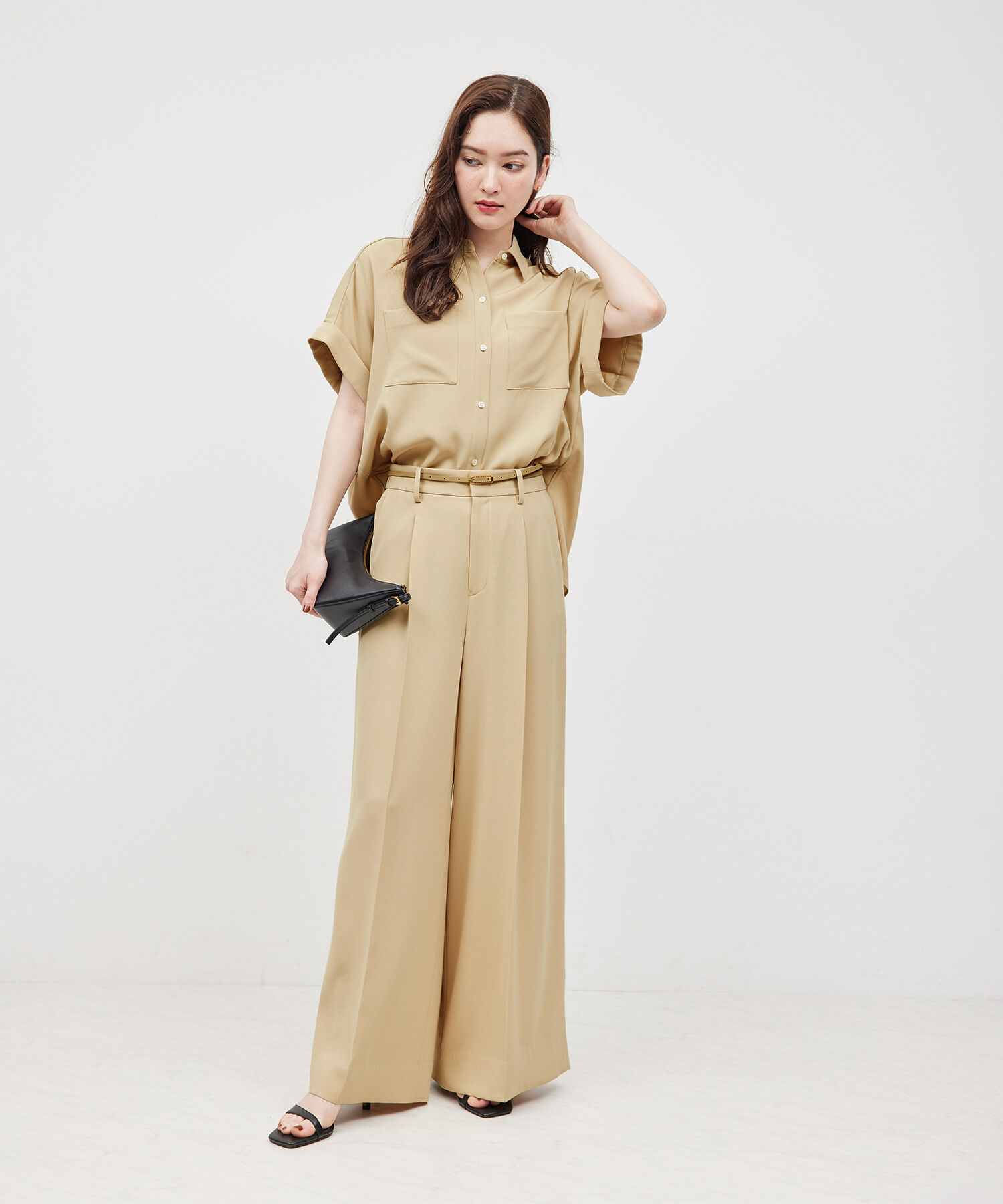 ROPE「トリアセバックサテンワイドパンツ/セットアップ対応【メディア掲載】」|その他|