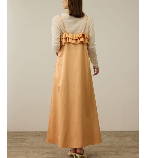 ROPE「【洗える】シャイニーサテンキャミワンピース」|ドレス|