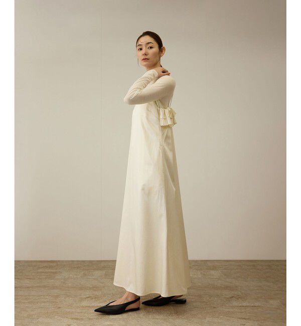 ROPE「【洗える】シャイニーサテンキャミワンピース」|ドレス|
