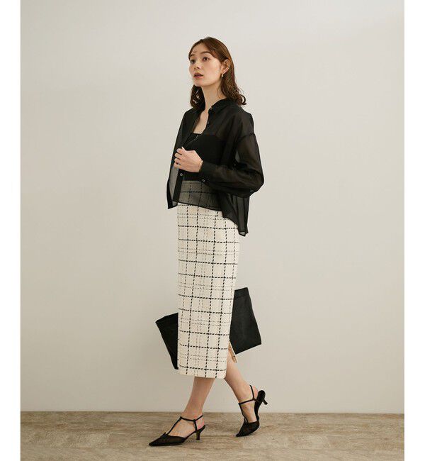 ROPE「【洗える】ツイードチェック ポケット付きタイトスカート」|スカート|