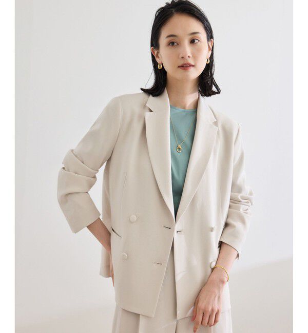 ROPE「バックサテンダブルブレストジャケット」|テーラードジャケット|ベージュ(27)