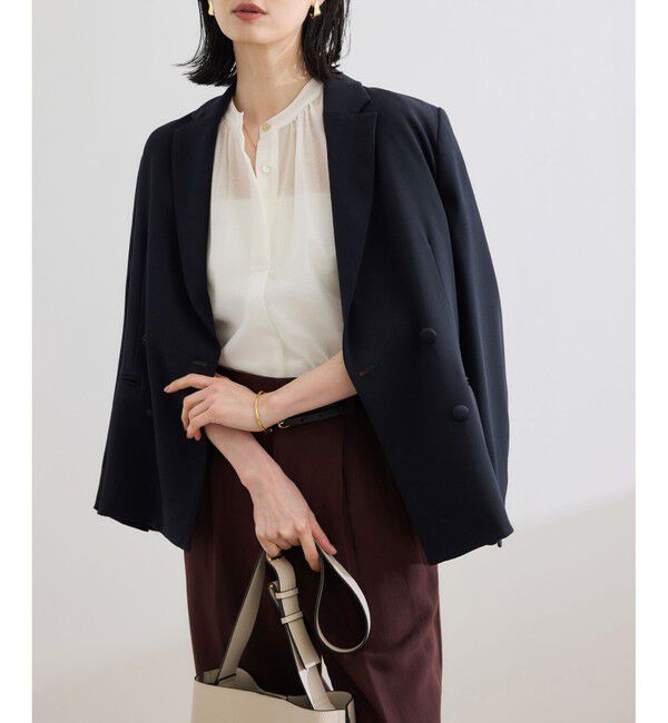 ROPE「バックサテンダブルブレストジャケット」|テーラードジャケット|