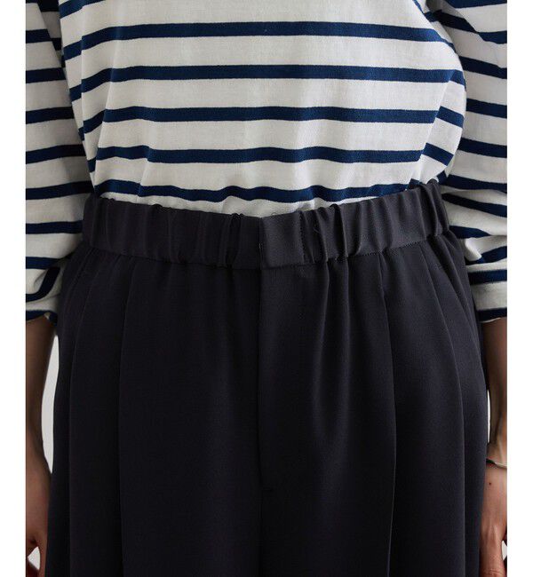 ROPE「【洗える・カセット服・新色追加】バックサテンイージーワイドパンツ/お仕事・通勤・セットアップ対応」|チノ|