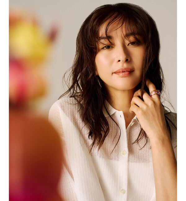 ROPE「【洗える】シアークロップドポロニット」|カーディガン|