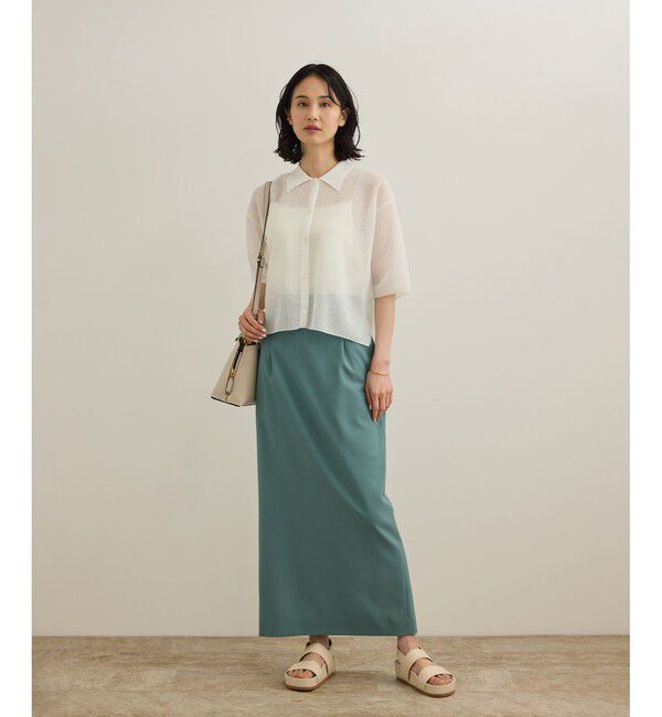 ROPE「【洗える】シアークロップドポロニット」|カーディガン|